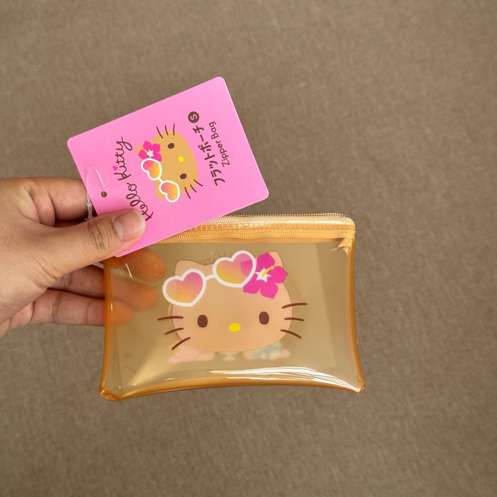 Tan Stationery & Office Supply - 本物のかわいい日焼け色のハローキティ PVC ジッパーポーチ サンリオ財布バッグ 小銭入れ カード入れ