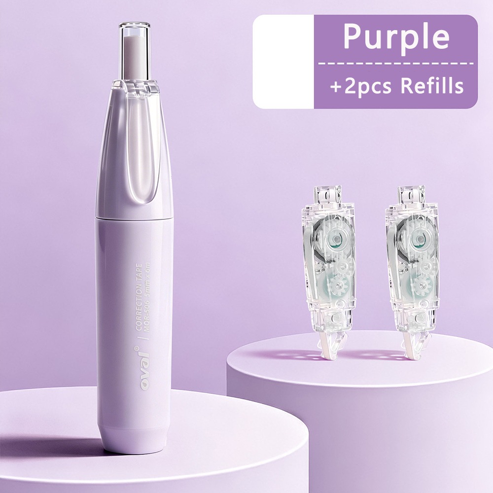 Correction Tape Roller - 多機能360 ° 回転式チップ修正テープ 詰め替え式プレス式修正ローラー 見えないホワイトアウトテープ 学生向け