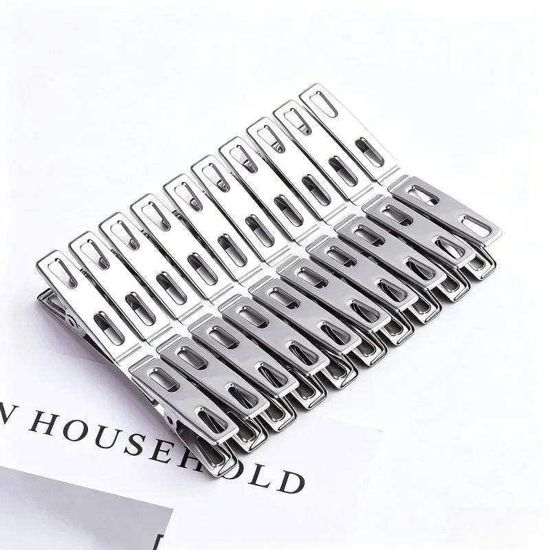 Binder Clip Assorted - ステンレス製洗濯ばさみ20個入り、クリップ、丈夫な洗濯ばさみ、金属製クリップセット、衣類や靴下用の金属製洗濯クリップ