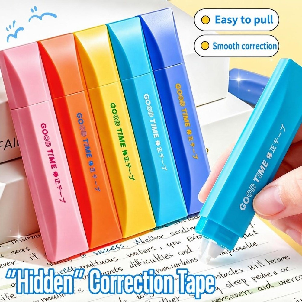 Correction Tape Roller - ペン型修正テープ、オリジナル紙色、滑らかな書き心地、途切れにくい、修正ローラー、白、学校やオフィスで使える文具。