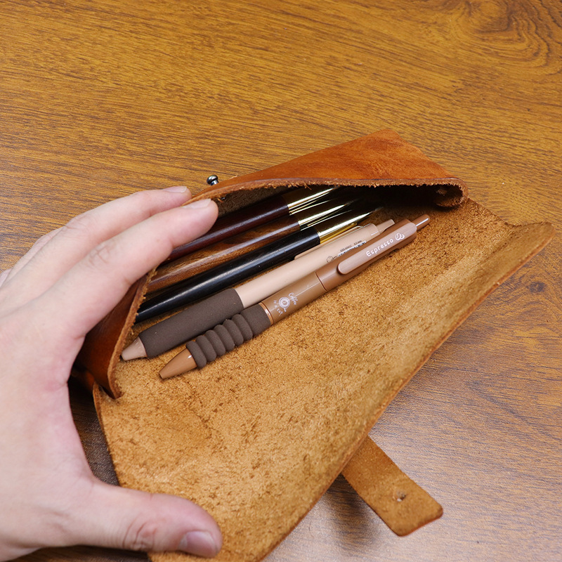 韓国風ヴィンテージ植物タンニンなめし革長財布ペンケース大容量 - Tan Stationery & Office Supply のレビューと価格