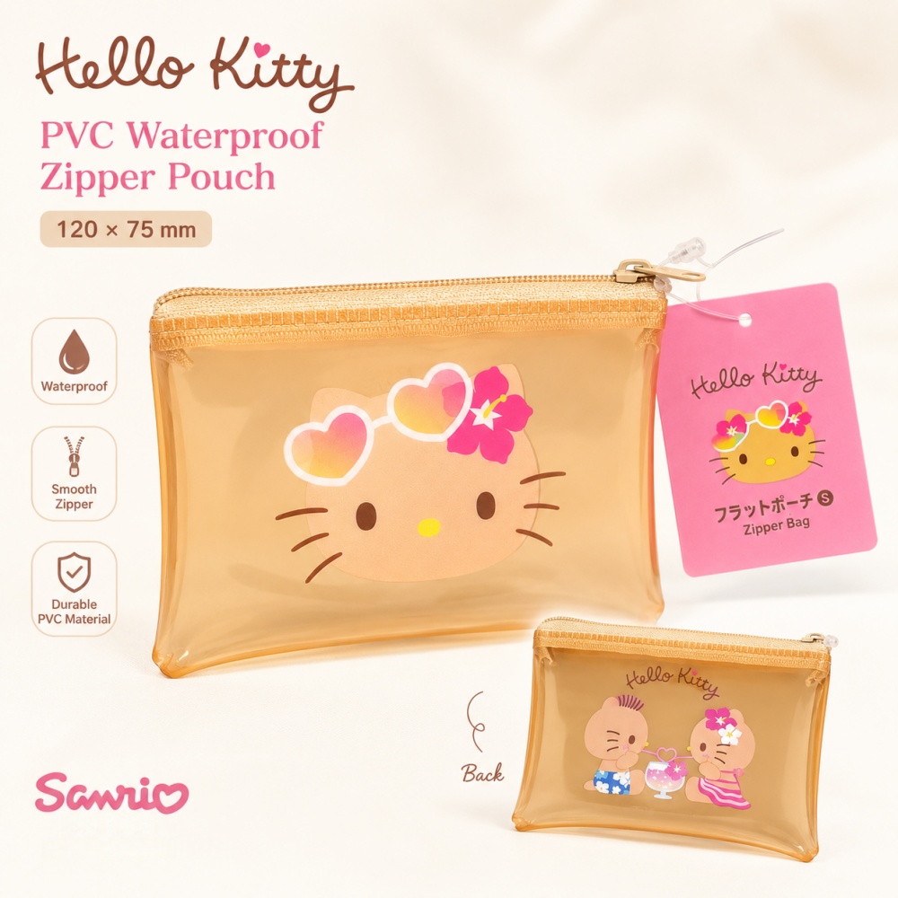 本物のかわいい日焼け色のハローキティ PVC ジッパーポーチ - Tan Stationery & Office Supply のレビューと価格