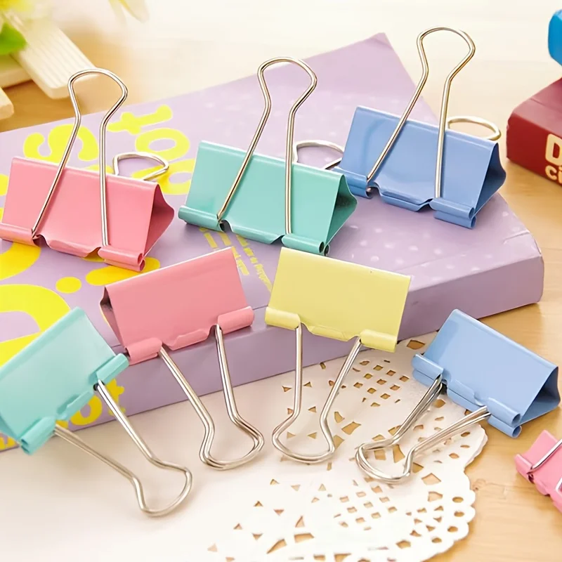 50個入り、ランダムカラーの長尾型ステンレス製バットクリップ - Binder Clip Assorted のレビューと価格