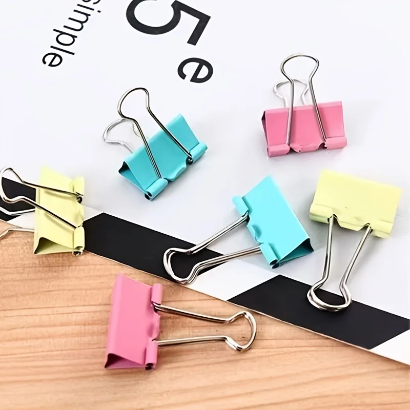50個入り、ランダムカラーの長尾型ステンレス製バットクリップ - Binder Clip Assorted のレビューと価格